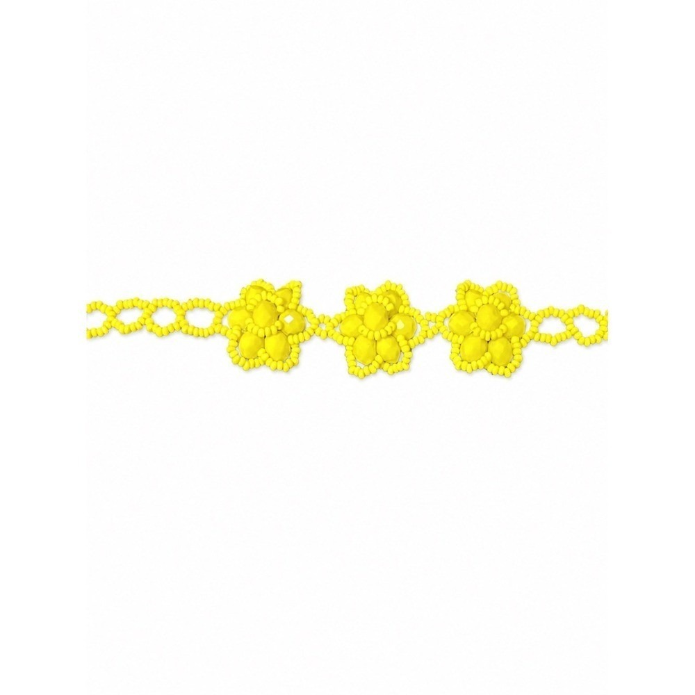 Blue Floral Beaded Bracelet Seed Bead Flower Lightweight Jewelry One Size - Picture 2 of 6